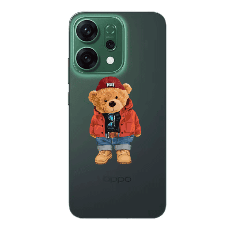 Oppo RENO 14 Bear in a hat Transparent Silicone TPU Θήκη